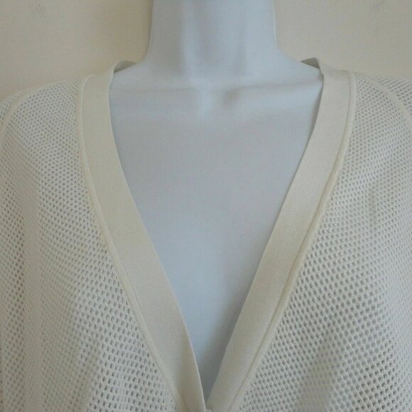 NWT AKRIS Foam White Cotton Silk Fine Net Knit Long Cardigan Sweater 12 - Picture 3 of 7